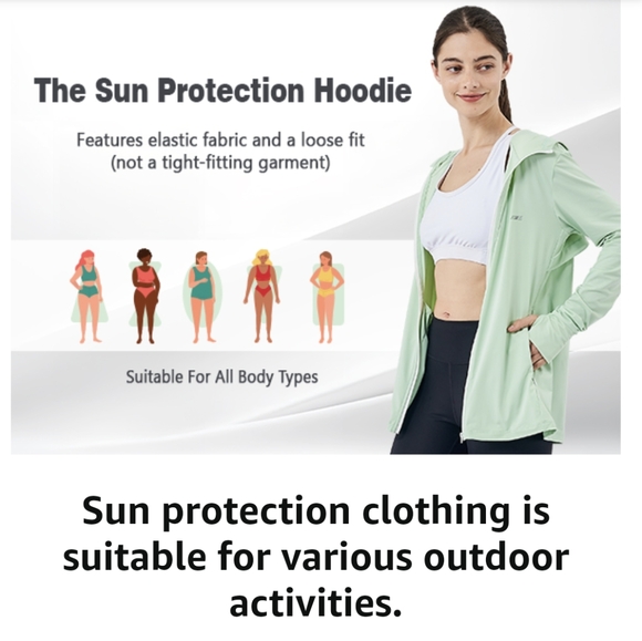 NWT medium Black UPF 70+ Sun Protection Hoodie Long Sleeve Sweater zip up - Picture 5 of 13